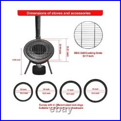 Multifunction Wood Burning Stove with Grill Rack, Large Portable Charcoal Gril