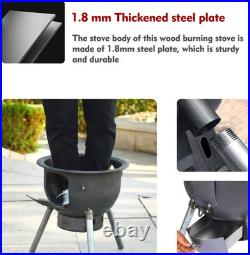 Multifunction Wood Burning Stove with Grill Rack, Large Portable Charcoal Grill, C