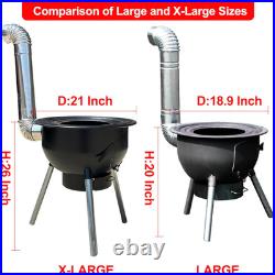 Multifunction Wood Burning Stove with Grill Rack, Large Portable Charcoal Grill, C