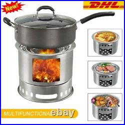 Multifunctional Camping Wood Burning Stove BBQ Grill Stove Outdoor Hiking Picnic