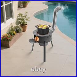 Multifunctional Wood Burning Stove with 3 Wok Rings for Outdoor/Backyard Use