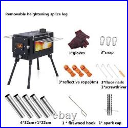 Multipurpose Portable Tent Stoves Camping Wood Burning Stove Steel Glass Window