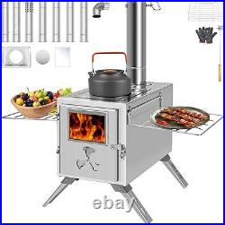 NAIZEA 83 Tent Stove Portable Camping Wood Stove Burning Stove &7 Chimney Pipes