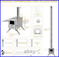 NAIZEA 83 Tent Stove Portable Camping Wood Stove Burning Stove &7 Chimney Pipes