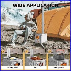 NAIZEA 83 Tent Stove Portable Camping Wood Stove Burning Stove &7 Chimney Pipes