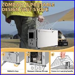 NAIZEA 83 Tent Stove Portable Camping Wood Stove Burning Stove &7 Chimney Pipes