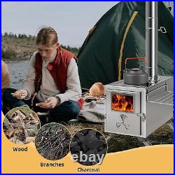 NAIZEA 83 Tent Stove Portable Camping Wood Stove Burning Stove &7 Chimney Pipes