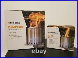 NEW Solo Stove CAMPFIRE & LITE Compact Wood Burning Stainless Steel Bundle