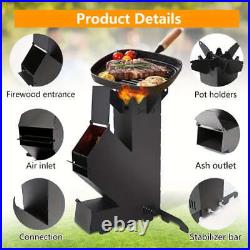NNETM Multi-functional Iron Wood Burning Rocket Stove for Outdoor Cooking