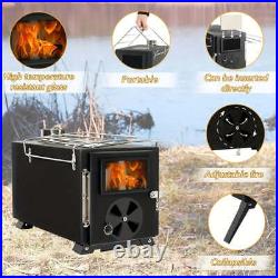 NNETM Portable Wood Burning Tent Stove Black