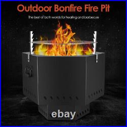 New 21'' Stainless Steel Smokeless Fire Pit Wood Burning Outdoor Stove With Glove
