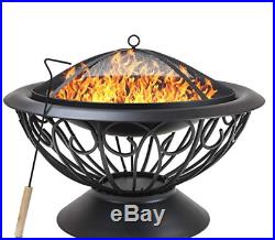 New Outdoor Fire Pit Heater Backyard Wood Burning Patio Deck Stove Fireplace