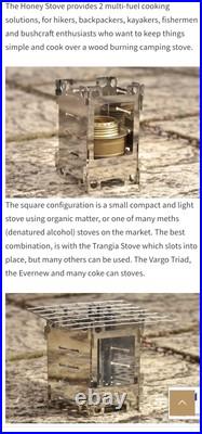 New The honey stove Portable Stainless Steel camping Wood Stove Burner UK made