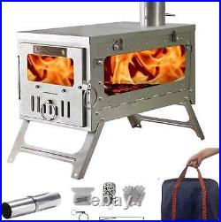 OUTDOOR TSG Foldable TA1 Titanium Tent Stove, Ultralight Small Wood Stove for Ca