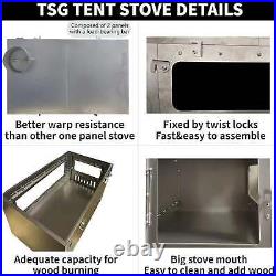 OUTDOOR TSG Foldable TA1 Titanium Tent Stove, Ultralight Small Wood Stove for Ca