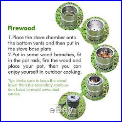 Ohuhu Camping Stove Stainless Steel Backpacking Stove Potable Wood Burning Stove
