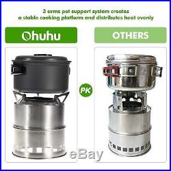 Ohuhu Camping Stove Stainless Steel Backpacking Stove Potable Wood Burning Stove
