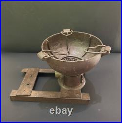 Old Vintage Hand Forged Rustic Iron Wood Burning Cooking Fire Pit Stove Chulha