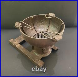Old Vintage Hand Forged Rustic Iron Wood Burning Cooking Fire Pit Stove Chulha