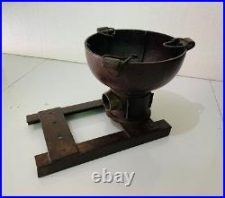 Old Vintage Hand Forged Rustic Iron Wood Burning Cooking Fire Pit Stove Chulha