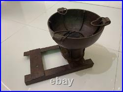 Old Vintage Hand Forged Rustic Iron Wood Burning Cooking Fire Pit Stove Chulha