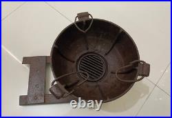 Old Vintage Hand Forged Rustic Iron Wood Burning Cooking Fire Pit Stove Chulha