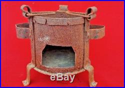 Old vintage Miniature Iron Fire Pit Stove Sigri Wood burning Outdoor Cooking