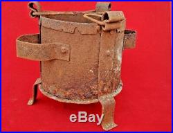 Old vintage Miniature Iron Fire Pit Stove Sigri Wood burning Outdoor Cooking