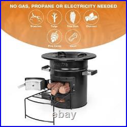Onlyfire Portable Wood Burning Stove for Outdoor Cooking/Camping +Survival Black