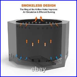 Onlyfire Smokeless Fire Pit Wood Burning with Ash Pan Collector, 26 Inch