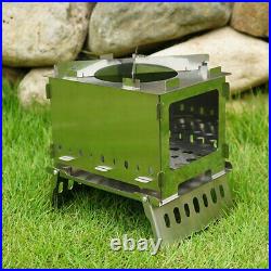 Outdoor Camping Hiking Picnic Cooking Folding Barbecue Wood Burning Stove Set
