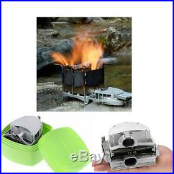 Outdoor Camping Hiking Survival Wood Burning Stove Heater Furnace USB Fan