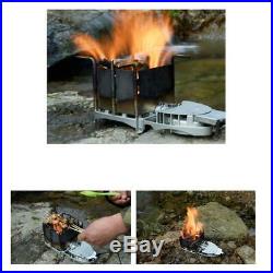 Outdoor Camping Hiking Survival Wood Burning Stove Heater Furnace USB Fan