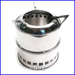 Outdoor Camping Picnic Portable Wood Gas Burning Alcohol Stove Stainless Steel