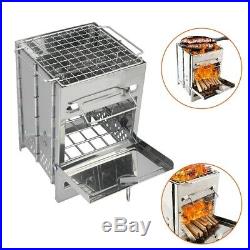 Outdoor Camping Picnic Wood-Burning Stove Portable Firewood Grill BBQ Furnace BS