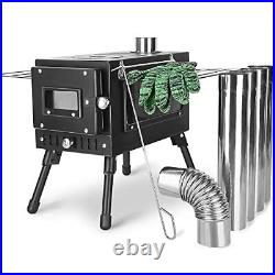 Outdoor Camping Stove Camp Tent Stove, Portable Wood Burning Stove with