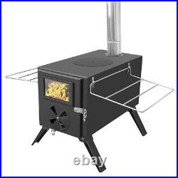 Outdoor Camping Stove Camp Tent Stove, Portable Wood Burning Stove with Chimney