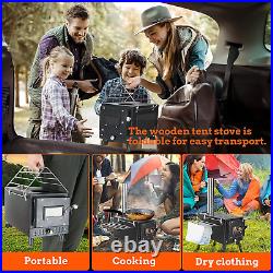 Outdoor Camping Stove Camp Tent Stove, Portable Wood Burning Stove with Chimney