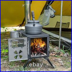 Outdoor Camping Stove Camp Tent Stove, Portable Wood Burning Stove with Chimney