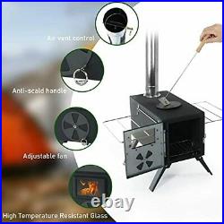 Outdoor Camping Stove Camp Tent Stove, Portable Wood Burning Stove with Side Tab