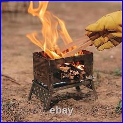 Outdoor Camping Stove Cooking Grill Wood Burning Stove Foldable for Garden