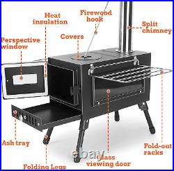 Outdoor Camping Stove, Portable Wood Burning Stove with Chimney Pipe for Tent, S Outdoor Camping Stove, Portable Wood Burning Stove with Chimney Pipe for Tent, S