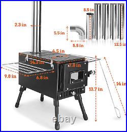 Outdoor Camping Stove, Portable Wood Burning Stove with Chimney Pipe for Tent, S Outdoor Camping Stove, Portable Wood Burning Stove with Chimney Pipe for Tent, S