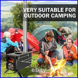Outdoor Camping Stove, Portable, Wood Burning, with Chimney Pipe, Spark-Proof Outdoor Camping Stove, Portable, Wood Burning, with Chimney Pipe, Spark-Proof