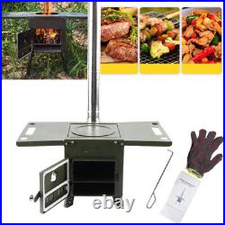 Outdoor Camping Tent Wood Stove Portable Folding Heating Wood Burning BBQ Stove