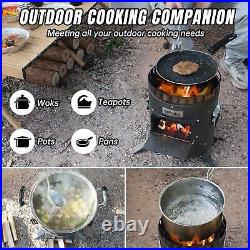 Outdoor Camping Wood Burning Stove Survival Cooking BBQ Picnic Stove Portable