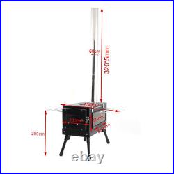 Outdoor Camping Wood Burning Stove Wood Burning Heater Tent Stove Black US