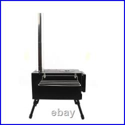 Outdoor Camping Wood Burning Stove Wood Burning Heater Tent Stove Black US