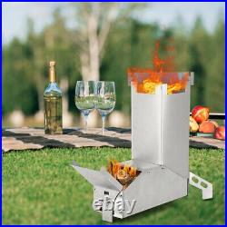 Outdoor Collapsible Wood Burning Stainless Steel Rocket Stove Backpacking
