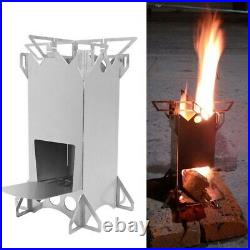 Outdoor Collapsible Wood Burning Stainless Steel Rocket Stove Backpacking Cam C1